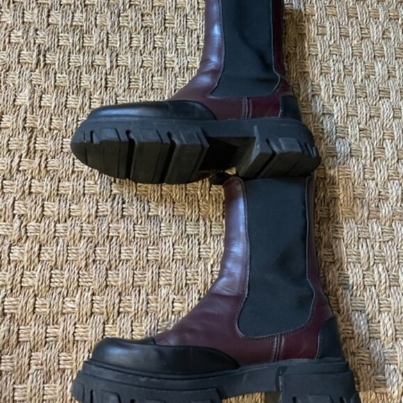 Ganni lug sole Chelsea boot burgundy - Picture 7 of 10